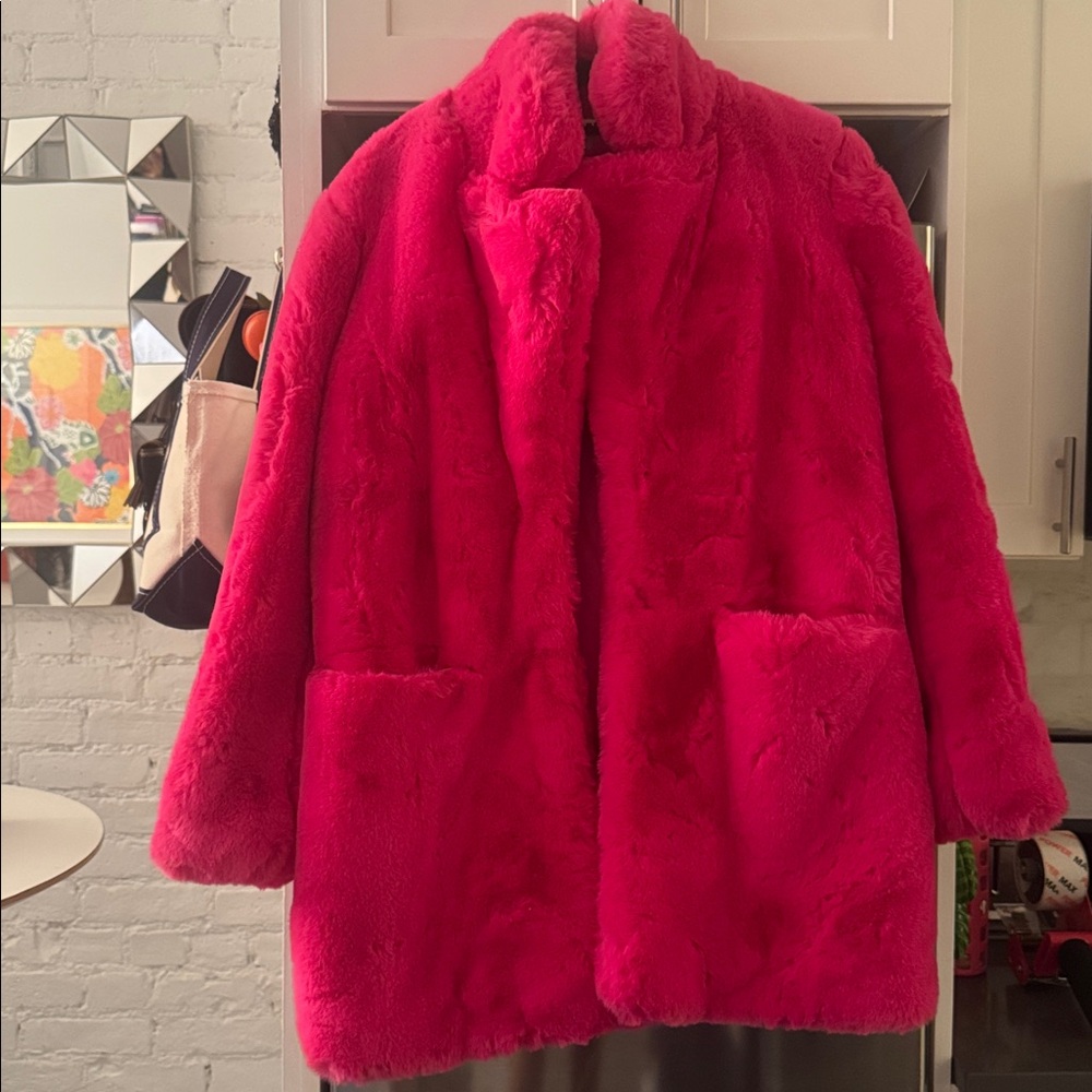 NWOT APPARIS HOT PINK FAUX FUR COAT
